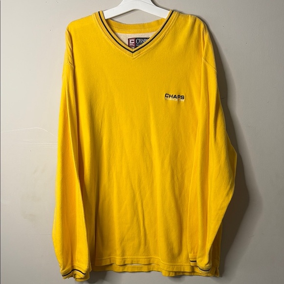 Chaps Ralph Lauren Bright Yellow V-Neck Pullover - Picture 1 of 6